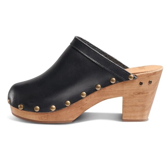 Beek Woodpecker Clogs Mules Size 10 Studded Wood Platform Black Leather NEW $320 - Picture 3 of 16